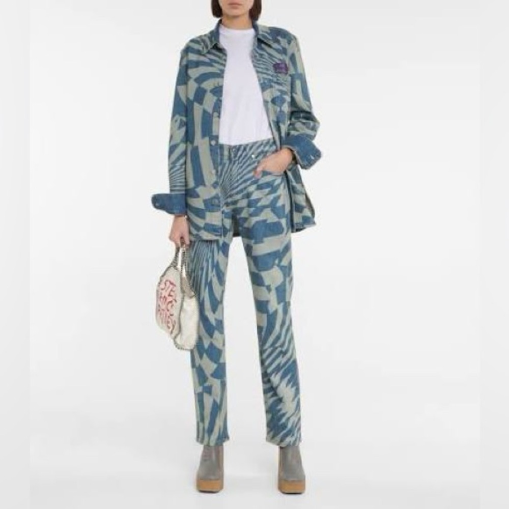 Stella McCartney Blue Graphic-Print Slim Straight Jeans